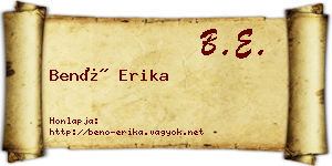 Benő Erika névjegykártya
